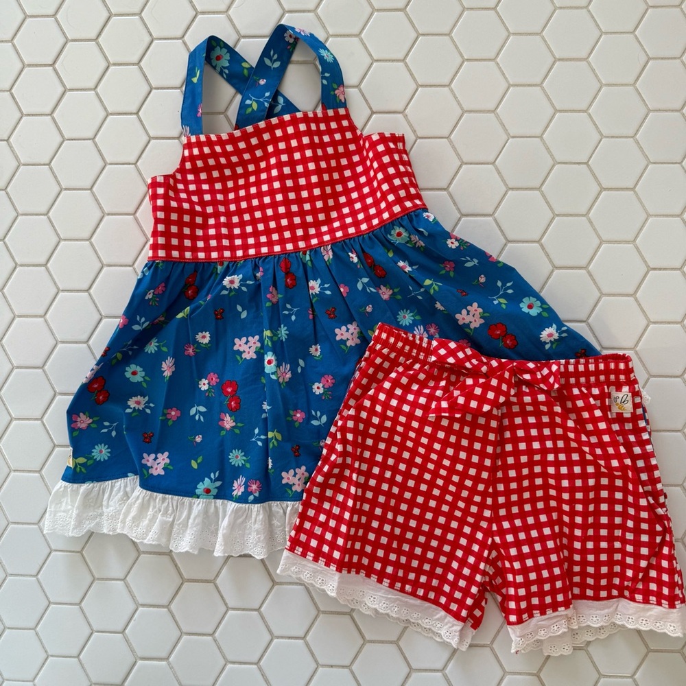 Wildflowers Red and Blue Gingham Set